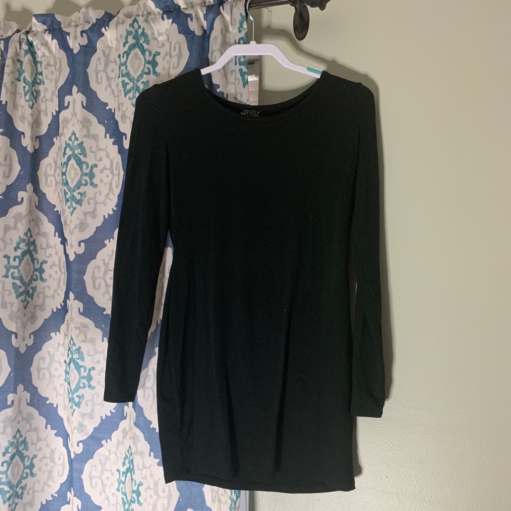 Black STRETCHY Fitted Dress - Very Soft - M